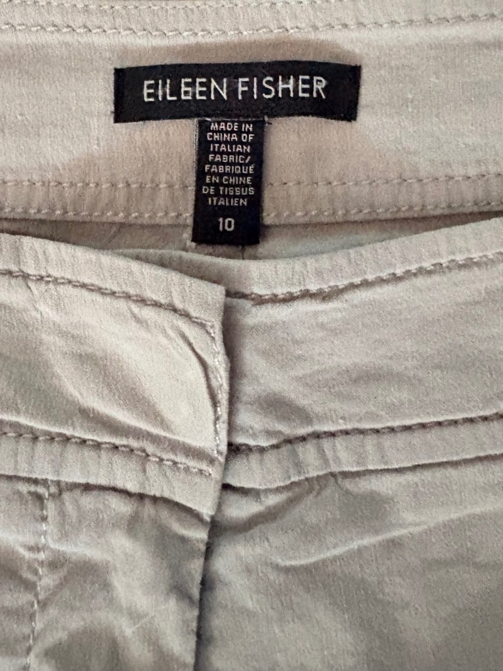VERSATILECROPPED ITALIAN LINEN EILEEN FISHER PANTS SIZE 10, 'CHALK'